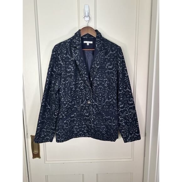Cabi Jacquard Textured Blazer Womens Size 12 Blue Classic Career Preppy - Picture 2 of 9